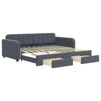 Tagesbett Ausziehbar mit Schubladen Dunkelgrau 90x190 cm Samt