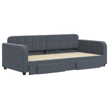 Tagesbett Ausziehbar mit Schubladen Dunkelgrau 90x190 cm Samt