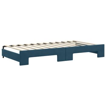 Tagesbett Ausziehbar mit Schubladen Blau 100x200 cm Samt