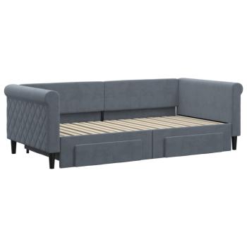Tagesbett Ausziehbar mit Schubladen Dunkelgrau 90x190 cm Samt