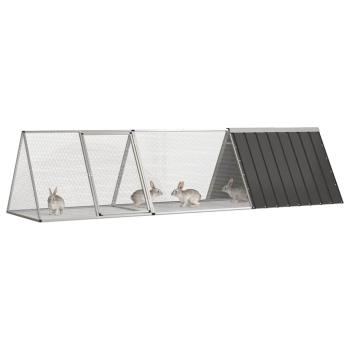 Kaninchenkäfig Anthrazit 302,5x80,5x71 cm Verzinkter Stahl