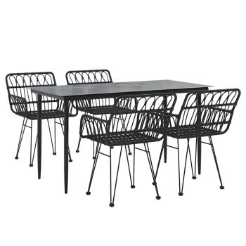 5-tlg. Garten-Essgruppe Schwarz Poly Rattan