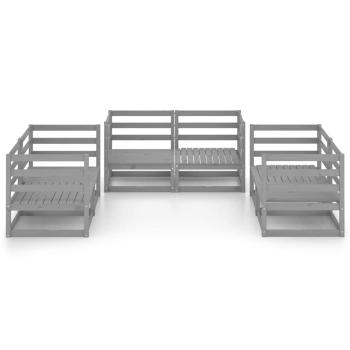 6-tlg. Garten-Lounge-Set Grau Massivholz Kiefer