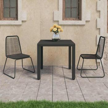 ARDEBO.de - 3-tlg. Garten-Essgruppe PVC Rattan Schwarz