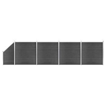 ARDEBO.de - Zaunelement Set WPC 792x(105-186)cm Schwarz
