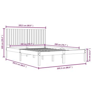 Massivholzbett ohne Matratze Weiß 200x200 cm Kiefernholz