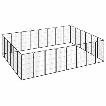 ARDEBO.de - 28-tlg. Hundelaufstall Schwarz 50x100cm Stahl Pulverbeschichtet