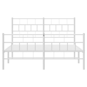 Bettgestell mit Kopf- und Fußteil Metall Weiß 120x200 cm