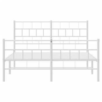 Bettgestell mit Kopf- und Fußteil Metall Weiß 140x190 cm