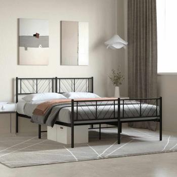 ARDEBO.de - Bettgestell mit Kopf- und Fußteil Metall Schwarz 120x190 cm