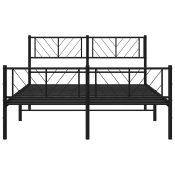 Bettgestell mit Kopf- und Fußteil Metall Schwarz 120x190 cm