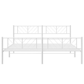 Bettgestell mit Kopf- und Fußteil Metall Weiß 180x200 cm