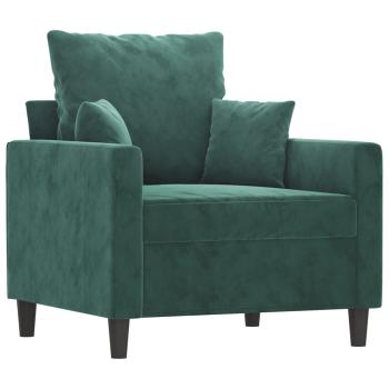 3-tlg. Sofagarnitur mit Kissen Dunkelgr?n Samt