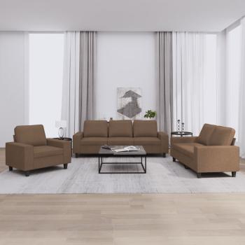 ARDEBO.de - 3-tlg. Sofagarnitur Braun Stoff