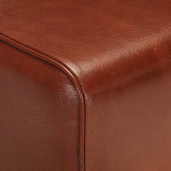 Sitzbank Turnbock-Design 58cm Braun Echtleder Mango Massivholz