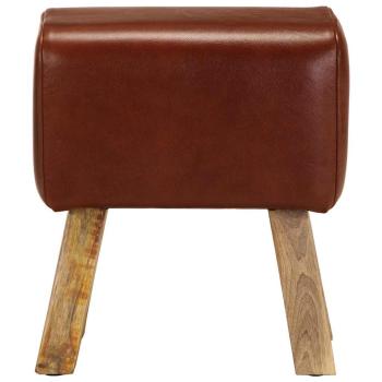 Sitzbank Turnbock-Design 38 cm Braun Echtleder Massivholz Mango