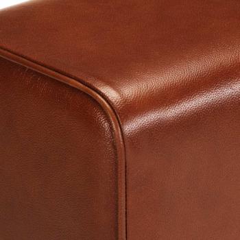Sitzbank Turnbock-Design 38 cm Braun Echtleder Massivholz Mango