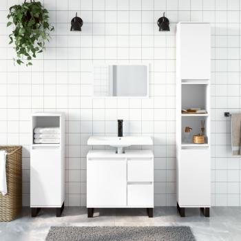 ARDEBO.de - 3-tlg. Badm?bel-Set Wei? Holzwerkstoff