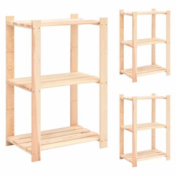 ARDEBO.de - Lagerregale 3 B?den 3 Stk. 60x38x90cm Massivholz Kiefer 150kg