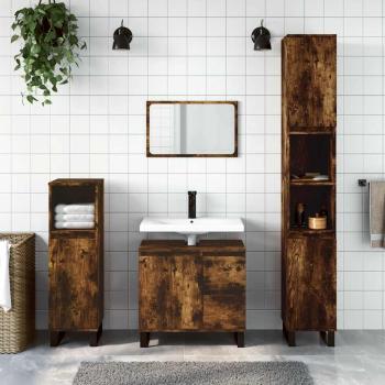 ARDEBO.de - 3-tlg. Badmöbel-Set Räuchereiche Holzwerkstoff