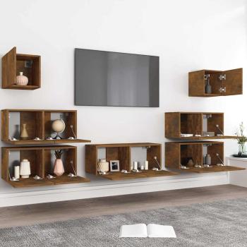 7-tlg. TV-Schrank-Set Räuchereiche Holzwerkstoff