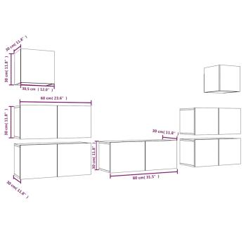 7-tlg. TV-Schrank-Set Räuchereiche Holzwerkstoff