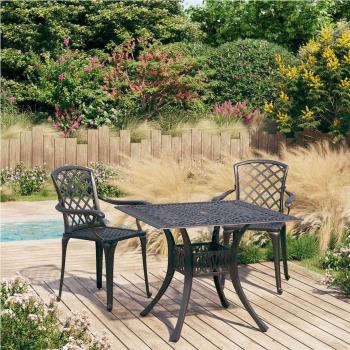 ARDEBO.de - 3-tlg. Bistro-Set Aluminiumguss Schwarz