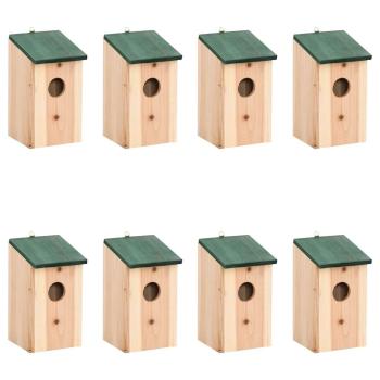 ARDEBO.de - Vogelhäuser 8 Stk. Holz 12x12x22 cm