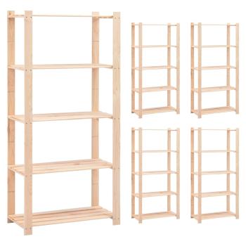 ARDEBO.de - Lagerregale 5 B?den 5 Stk. 80x38x170cm Massivholz Kiefer 250kg
