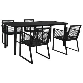 ARDEBO.de - 5-tlg. Garten-Essgruppe PVC Rattan Schwarz