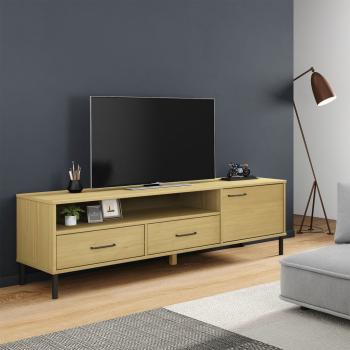 ARDEBO.de - TV-Schrank OSLO mit Metallbeinen Braun Massivholz Kiefer
