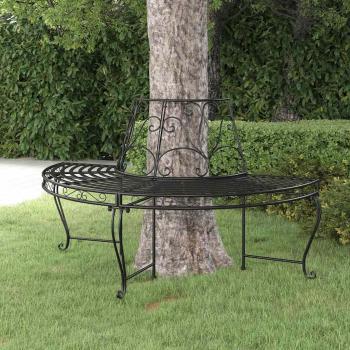 ARDEBO.de - Baumbank Halbrund Ø160 cm Schwarz Stahl