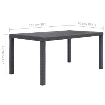 Gartentisch Braun 150x90x72 cm Kunststoff Rattan-Optik