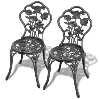ARDEBO.de - Bistro-St?hle 2 Stk. Aluminiumguss Gr?n