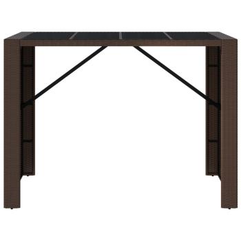 Bartisch mit Glasplatte Braun 145x80x110 cm Poly Rattan