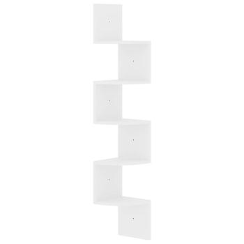Wand-Eckregal Hochglanz-Wei? 19x19x123 cm Holzwerkstoff