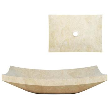 ARDEBO.de - Waschbecken 50x35x12 cm Marmor Cremefarben