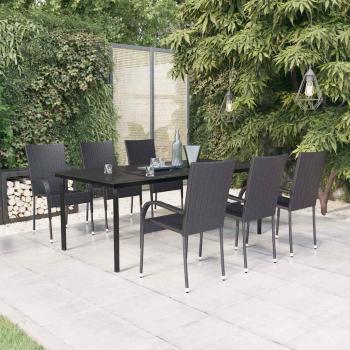 ARDEBO.de - 7-tlg. Garten-Essgruppe Schwarz
