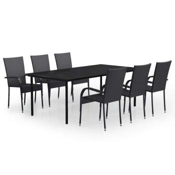 7-tlg. Garten-Essgruppe Schwarz