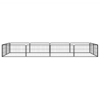 12-tlg. Hundelaufstall Schwarz 100x50cm Stahl Pulverbeschichtet