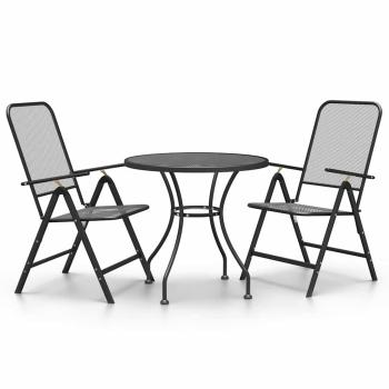 3-tlg. Garten-Essgruppe Streckmetall Anthrazit
