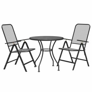 3-tlg. Garten-Essgruppe Streckmetall Anthrazit