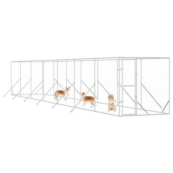 Outdoor-Hundezwinger Silbern 2x14x2 m Verzinkter Stahl