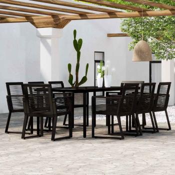 ARDEBO.de - 9-tlg. Garten-Essgruppe Schwarz