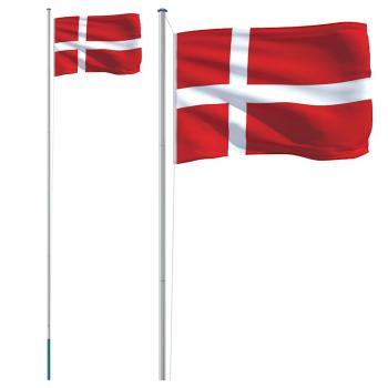 Flagge Dänemarks mit Mast 6,08 m Aluminium
