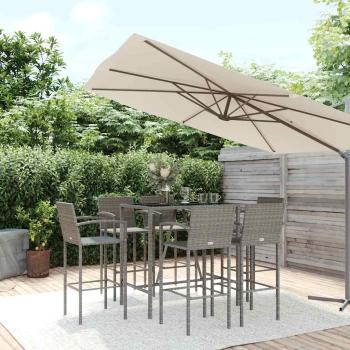 ARDEBO.de - 7-tlg. Gartenbar-Set Grau Poly Rattan