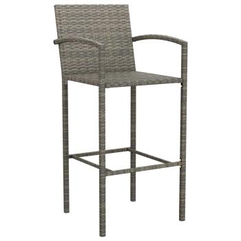 7-tlg. Gartenbar-Set Grau Poly Rattan