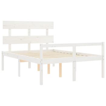 Seniorenbett mit Kopfteil 120x200 cm Weiß Massivholz