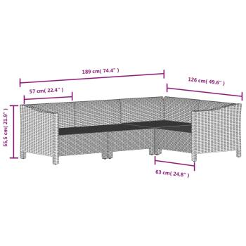 4-tlg. Garten-Lounge-Set mit Kissen Grau Poly Rattan