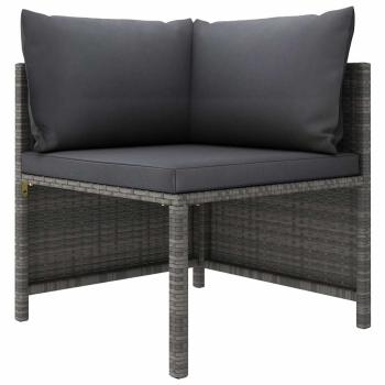 7-tlg. Garten-Lounge-Set mit Kissen Poly Rattan Grau